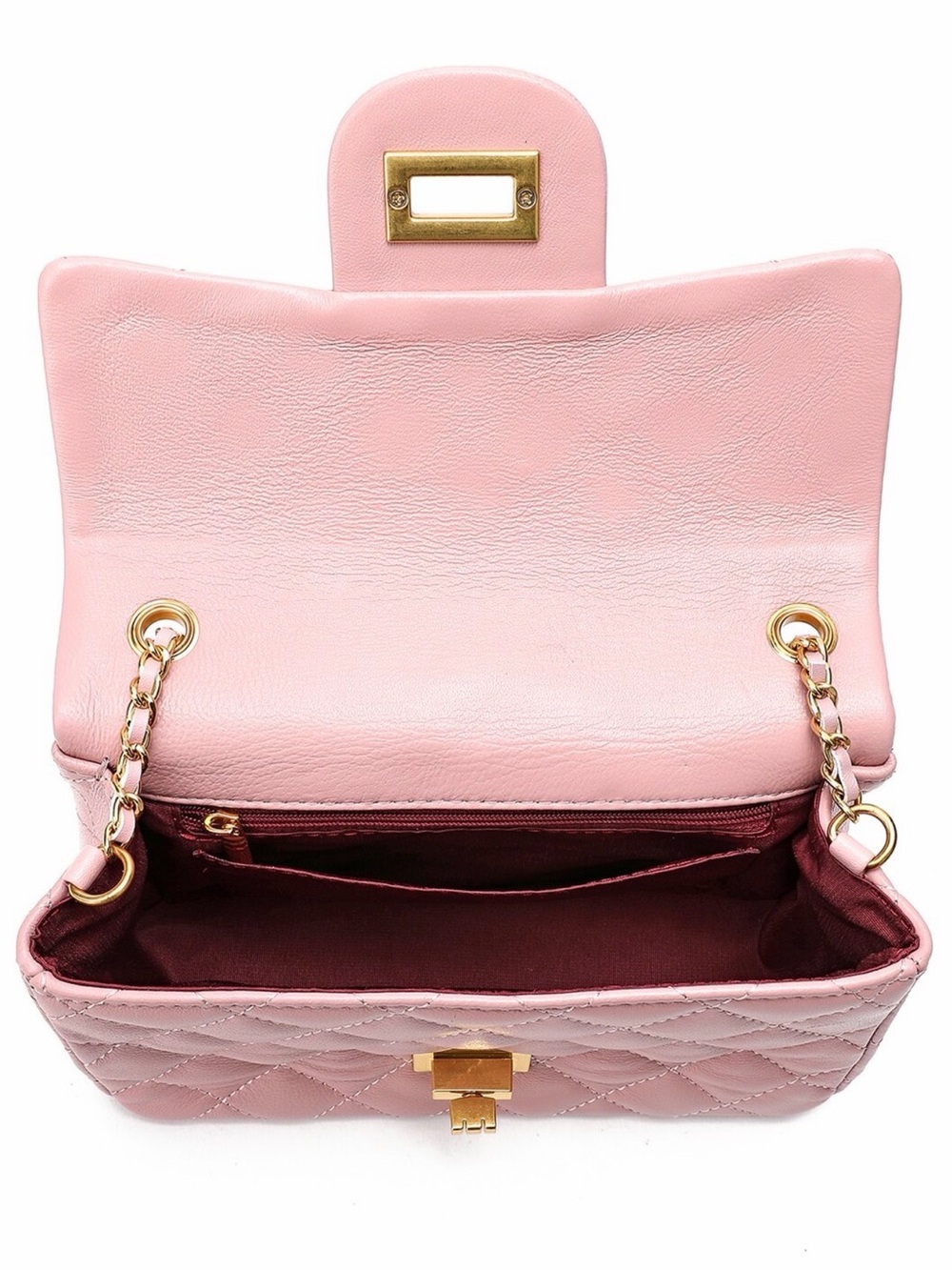 Tiffany & Fred. Pink Chain Crossbody with Gold Hardware - Picture 4 of 8
